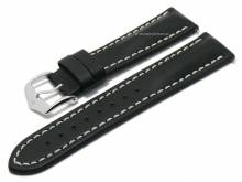 Uhrenarmband (014-75) Heavy Calf 24mm schwarz Leder helle Naht EASY-CLICK-Stege HIRSCH (Schließenanstoß 20 mm)