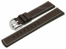 Uhrenarmband (091-50-75) Tiger 18mm d.braun Leder/Kautschuk Racing-Look EASY-CLICK-Stege HIRSCH (Schließenanstoß 16 mm)