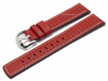 Uhrenarmband (091-50-75) Tiger 18mm rot Leder/Kautschuk Racing-Look EASY-CLICK-Stege HIRSCH (Schließenanstoß 16 mm)