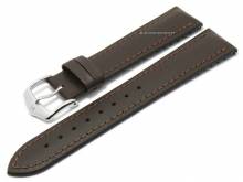 Uhrenarmband (092-50-02) James 18mm dunkelbraun Leder /Kautschuk glatt EASY-CLICK-Stege HIRSCH (Schließenanstoß 16 mm)
