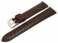Well-crafted watch strap (1022-07) Genuine Alligator 20mm dark brown EASY-CLICK HIRSCH (width of buckle 18 mm) - EU ONLY