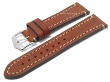 Uhrenarmband (1090-02) Liberty 18mm goldbraun Sattelleder helle Naht EASY-CLICK-Stege HIRSCH (Schließenanstoß 16 mm)