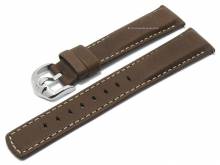 Uhrenarmband (1450-21) Mariner 18mm dunkelbraun Sattelleder helle Naht EASY-CLICK-Stege HIRSCH (Schließenanstoß 16 mm)