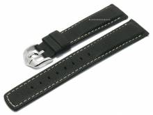 Watch strap (1450-21) Mariner 24mm black saddle leather easy click spring bars HIRSCH (width of buckle 22 mm)