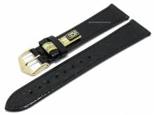 Uhrenarmband (1892-08) Genuine Croco 18mm schwarz echt Krokodil mit EASY-CLICK-Stegen von HIRSCH (Schließenanstoß 16 mm)