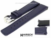 Watch band Mobile 18mm dark blue smooth surface stitched with curved ends by HIRSCH Leonardo