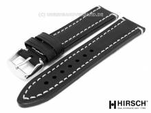 Uhrenarmband (1090-02) Liberty 18mm schwarz Sattelleder helle Naht mit EASY-CLICK-Stegen HIRSCH (Schließenanstoß 16 mm)