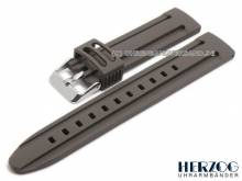 Watch strap Silikon-Stripe 18mm grey brown silicone with 2 grooves matt by HERZOG (width of buckle 16 mm)