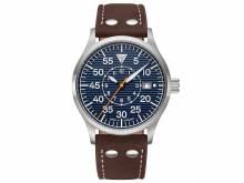 Automatik-Armbanduhr Fliegeruhr Junkers 9.52.01.01 Baumuster Wellblechoptik blau Edelstahl Leder-Armband (*JK*HU*)