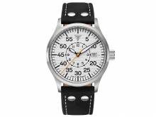 Automatik-Armbanduhr Fliegeruhr Junkers 9.52.01.03 Baumuster Wellblechoptik silber Edelstahl Leder-Armband (*JK*HU*)
