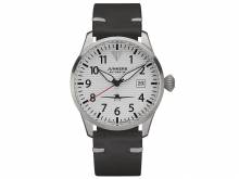 Automatik-Armbanduhr Junkers 9.58.01.03 Flieger Wellblechoptik weiß Edelstahl Leder-Uhrenarmband (*JK*HU*)