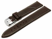 Replacement watch strap 20mm dark brown leather alligator grain light stitching for ZEPPELIN a.o.