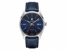 Automatik-Armbanduhr Junkers 9.31.01.01 Professor Edelstahl teilpoliert Ziffernblatt dblau Leder-Uhrband (*JK*HU*)