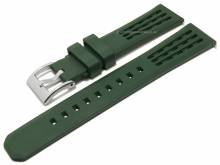 Basic watch strap Henry 20mm dark green FKM rubber fashion sporty with easy click spring bars (width of buckle 18 mm)