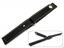 ABVERKAUF: Uhrenarmband 18mm schwarz SPORTY WATERPROOF gelbe Naht