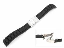 Uhrenarmband 16mm schwarz Silikon gemustert Faltschließe (Schließenanstoß 14 mm)