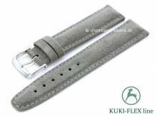 Watch strap 24mm grey leather VEGAN Alcantara KUKI-FLEX Patent stitched by KUKI (width of buckle 20 mm)