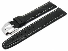 Manufaktur-Uhrenarmband 20mm schwarz HORWEEN ESSEX Leder KUKI-FLEX helle Naht von KUKI (Schließenanstoß 18 mm)