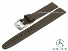 Watch strap 14mm dark brown leather KUKI-FLEX Patent lightly grain by KUKI (width of buckle 12 mm)