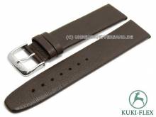 Watch strap 18mm dark brown leather KUKI-FLEX Patent lightly grain by KUKI (width of buckle 16 mm)