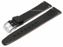 Manufaktur-Uhrenarmband 20mm schwarz SHELL CORDOVAN Leder glatt mit HORWEEN-Prägung von KUKI (Schließenanstoß 18 mm)