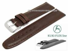 Uhrenarmband 23mm dunkelbraun Leder KUKI-FLEX Patent abgenäht von KUKI (Schließenanstoß 20 mm)