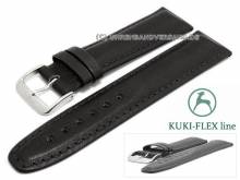 Uhrenarmband 23mm schwarz Leder KUKI-FLEX Patent abgenäht von KUKI (Schließenanstoß 20 mm)