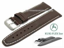 Uhrenarmband 23mm dunkelbraun Leder KUKI-FLEX Patent helle Naht von KUKI (Schließenanstoß 20 mm)