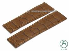 Watch strap L (long) 20mm dark brown leather alligator grain stitched for Rolex clasp by KUKI (width of buckle 16 mm)
