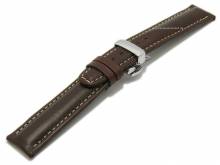 LUXUS-Uhrenarmband 23mm dunkelbraun HORWEEN CHROMEXCEL Leder helle Naht Faltschließe KUKI-FLEX (Schließenanstoß 20 mm)