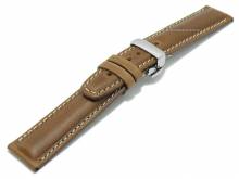 LUXUS-Uhrenarmband 23mm hellbraun HORWEEN CHROMEXCEL Leder helle Naht mit Faltschließe KUKI-FLEX (Schließenanstoß 20 mm)