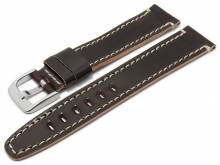 Manufaktur-Uhrenarmband 24mm rotbraun HORWEEN SHELL CORDOVAN Leder helle Naht von KUKI (Schließenanstoß 20 mm)