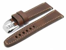 Manufaktur-Uhrenarmband 24mm dunkelbraun HORWEEN NANTUCKET Leder vegetabil gegerbt von KUKI (Schließenanstoß 20 mm)