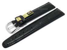 LUXUS-Uhrenarmband 20mm schwarz echt Alligator STRONG & FLEX abgenäht von KUKI (Schließenanstoß 18 mm)