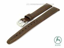 Watch strap 14mm dark brown Alces fine grained genuine Elk leather by KUKI (width of buckle 12 mm)