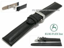 Uhrenarmband 23mm schwarz Leder KUKI-FLEX Patent mit Faltschließe von KUKI (Schließenanstoß 20 mm)