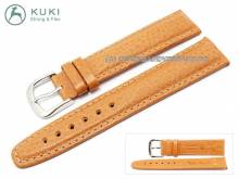 Watch strap 20mm genuine leather light brown stitched STRONG & FLEX by KUKI (width of buckle 18 mm)