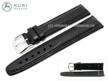 Uhrenarmband 24mm echtes Leder STRONG & FLEX schwarz abgenäht von KUKI (Schließenanstoß 20 mm)