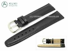 Watch strap 20mm black stitched with STRONG & FLEX by KUKI (width of buckle 18 mm)