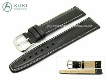 Uhrenarmband 24mm STRONG & FLEX schwarz helle Naht von KUKI (Schließenanstoß 20 mm)