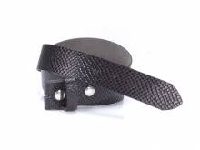 ABVERKAUF: Ledergürtel OHNE Schließe Druckknopf schwarz Reptilpräg. BA-98 MADE IN GERMANY - Größe 80 (Breite ca. 4 cm)