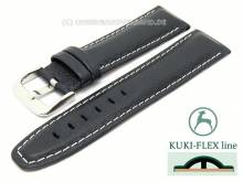 Watch strap 24mm dark blue with Flex-Patent light contrast stitching KUKI (width of buckle 20 mm)