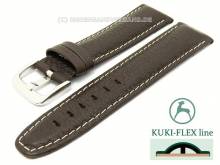 Watch strap 24mm dark brown with Flex-Patent light contrast stitching KUKI (width of buckle 20 mm)
