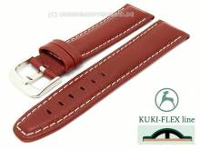 Watch strap 20mm red with Kuki Flex-Patent light contrast stitching by KUKI (width of buckle 18 mm)