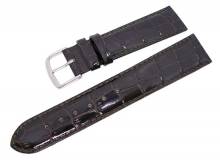 Watch band 16mm leather dark brown alligator grain with seam (width of buckle 16 mm)