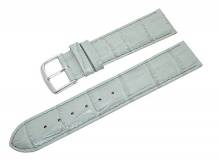 Watch band 20mm leather grey alligator grain with seam (width of buckle 18 mm)