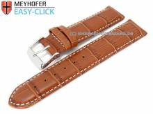 Uhrenarmband Meyhofer EASY-CLICK Marseille 18mm braun Alligator-Prägung weiße Naht (Schließenanstoß 18 mm)