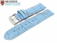 Uhrenarmband Meyhofer EASY-CLICK Marseille 18mm hellblau Alligator-Prägung weiße Naht (Schließenanstoß 18 mm)