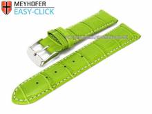Watch band Meyhofer EASY-CLICK Marseille 16mm light green alligator grain white stitching (width of buckle 16 mm)
