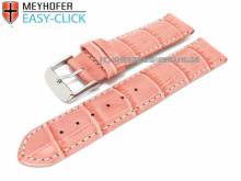 Watch band Meyhofer EASY-CLICK Marseille 20mm pink alligator grain white stitching (width of buckle 20 mm)